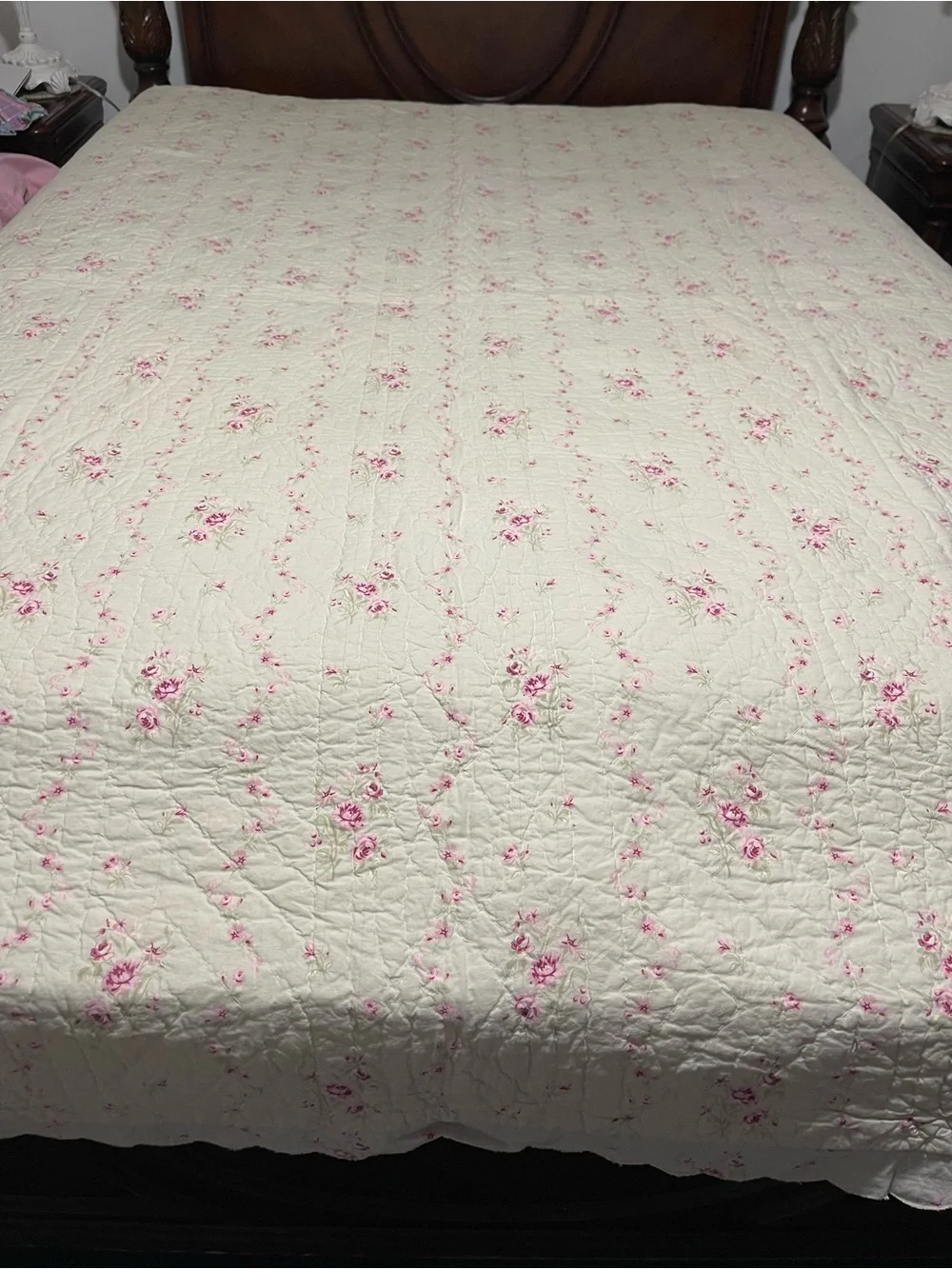 Simply, Shabby Chic rose trellis green  QUEEN quilt 🌸